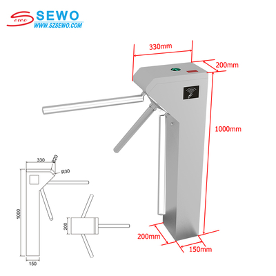 304 Stainless Steel Tripod Turnstile Gate with QR Code Scanner