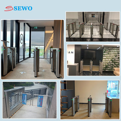 High Speed Glass Swing Gate Biometric Access Control Turnstile for 45 People/min and AC220V Power Supply