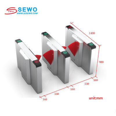 201 Stainless Steel Flap Barrier Gate with 30-40 People/Minute Speed and Bi-directional Access Control Turnstile